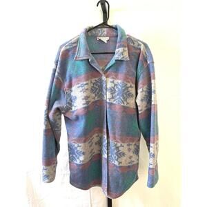 Lavon XL Women's 90s Fleece Jacket with Snowflake Pattern